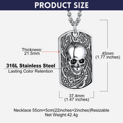 Gothic Totenkopf Dog Tag Anhänger Halskette Herren