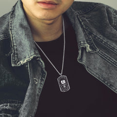 Gothic Totenkopf Dog Tag Anhänger Halskette Herren