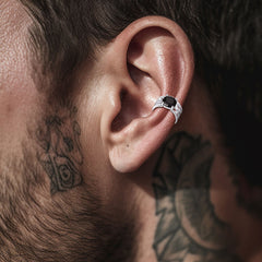 Brincos Ear Cuffs de Prata Esterlina com Pedras Celtas de Nascimento em 925