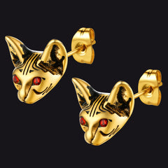 Quirky Cat Kitten Stud Earrings For Men Women