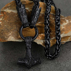 Colar Viking Thors Martelo Mjolnir Masculino Corrente de Lobo