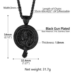 Viking Odins Raven Pendant Necklace Men