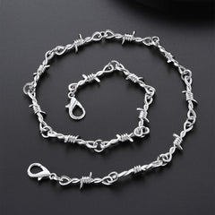 Gothic Thorn Barb Wire Chain Link Halskette Geburtstagsgeschenk für Männer