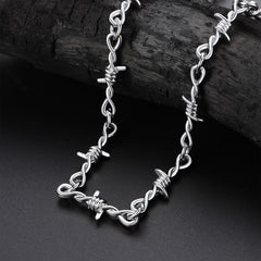 Gothic Thorn Barb Wire Chain Link Halskette Geburtstagsgeschenk für Männer