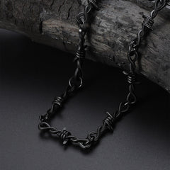 Gothic Thorn Barb Wire Chain Link Halskette Geburtstagsgeschenk für Männer