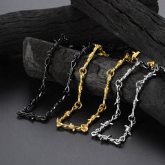 Gothic Thorn Barb Wire Chain Link Halskette Geburtstagsgeschenk für Männer