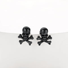 Punk Totenkopf-Ohrstecker mit gekreuzten Knochen für Männer