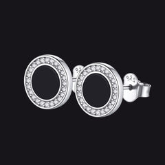Brincos de diamante de ônix preto em prata esterlina para homens