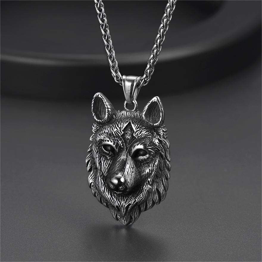 Wikinger-Halskette mit Anhänger, wilder Wolf, nordischer Schmuck für Männer
