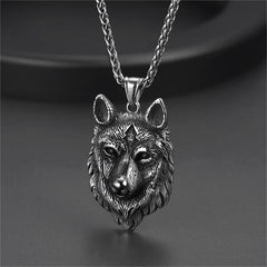 Wikinger-Halskette mit Anhänger, wilder Wolf, nordischer Schmuck für Männer