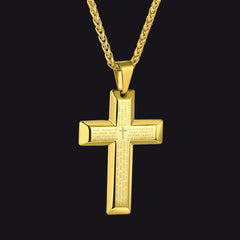 Colar de cruz com oração do Senhor cristão para homens