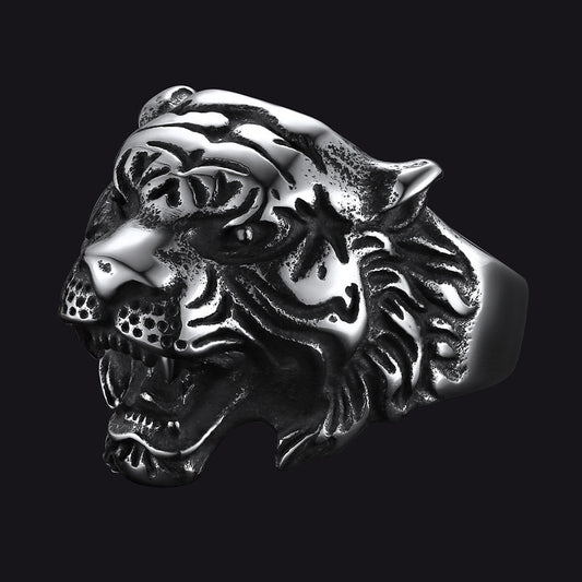 Punk Tiger Head Ring Men