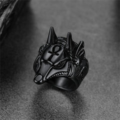 Altägyptischer Anubis-Ring Ankh-Kreuz für Männer