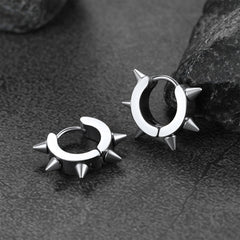 Punk Spike Rivet Huggie Hoop Earrings For Men Women