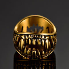 Anel de dente de vampiro gótico punk masculino