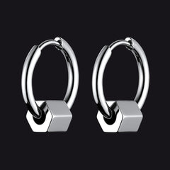 Punk Hexagon Piercing Hoop Earrings For Men