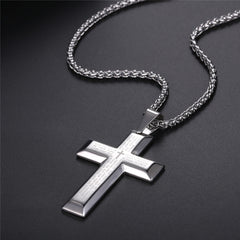 Colar de cruz com oração do Senhor cristão para homens