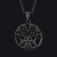 Colar Pentáculo Vintage Lua Árvore Vida Masculino
