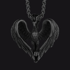 Vintage Phoenix Heart Pendant Necklace Men