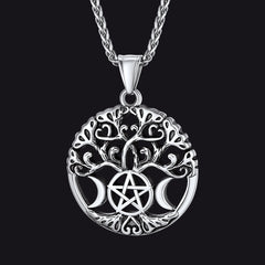 Colar Pentáculo Vintage Lua Árvore Vida Masculino