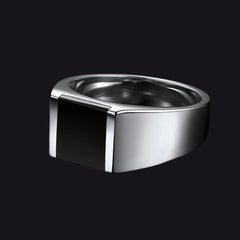 Anel Masculino de Ágata e Ônix Preto