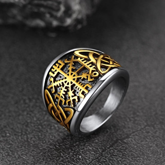 Viking Compass Ring Celtic Knot Men