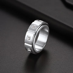 Mens Zircon Rotatable Ring Stainless Steel