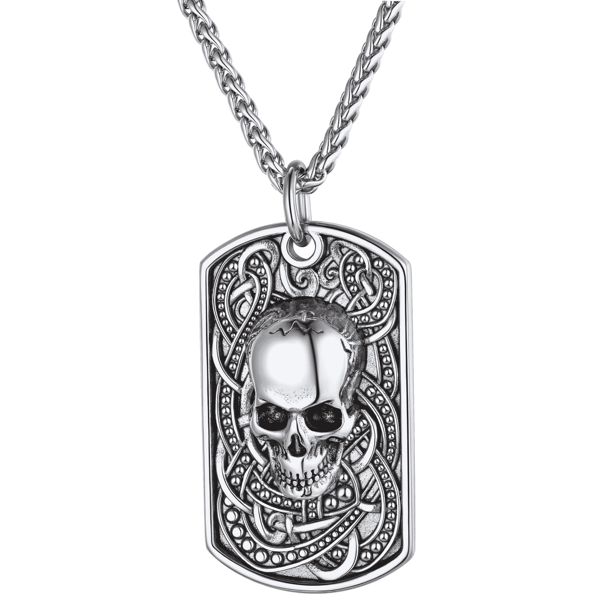 Gothic Totenkopf Dog Tag Anhänger Halskette Herren