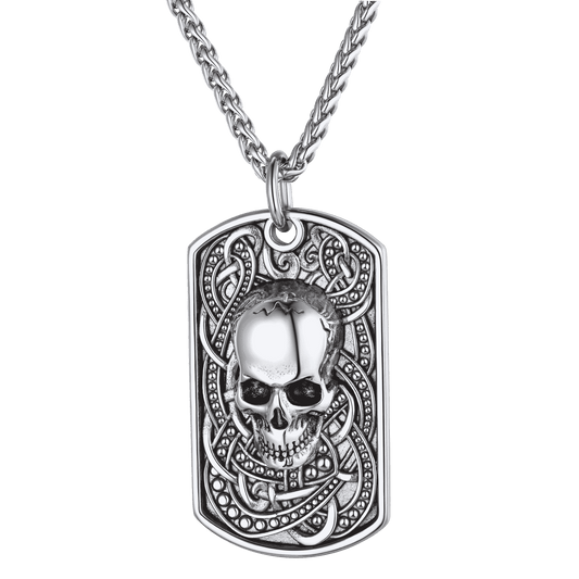 Gothic Totenkopf Dog Tag Anhänger Halskette Herren