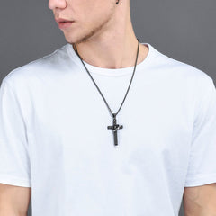 Colar com cruz e anel de oração do Senhor Halo para homens
