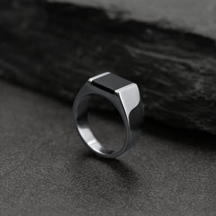Anel Masculino de Ágata e Ônix Preto