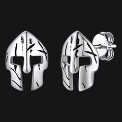 Spartan Helmet Mask Stud Earrings for Men