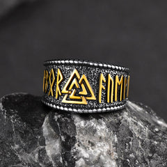 Anel de Runa Valknut Viking Nórdico Masculino
