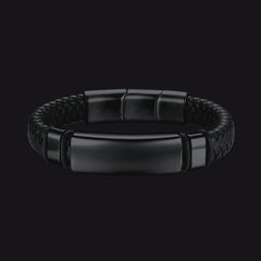 Individuell geflochtenes schwarzes graviertes Lederarmband