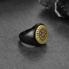 Anel Viking Bússola Vegvisir Runas Masculino