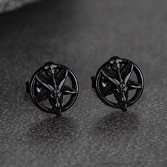 Satanic Baphomet Goat Stud Earrings for Men