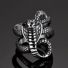 Anel de cobra gótico punk masculino