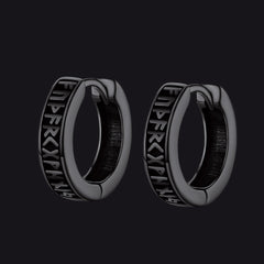 Brincos de argola Huggie com runas nórdicas Viking Runas nórdicas para homens e mulheres