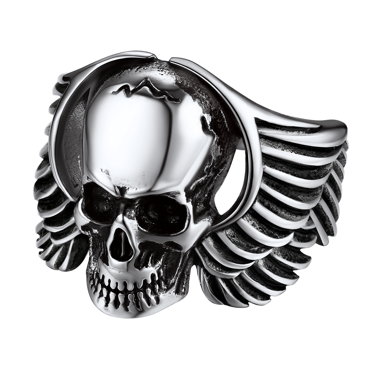 Biker Wings Totenkopf Edelstahlring Herren