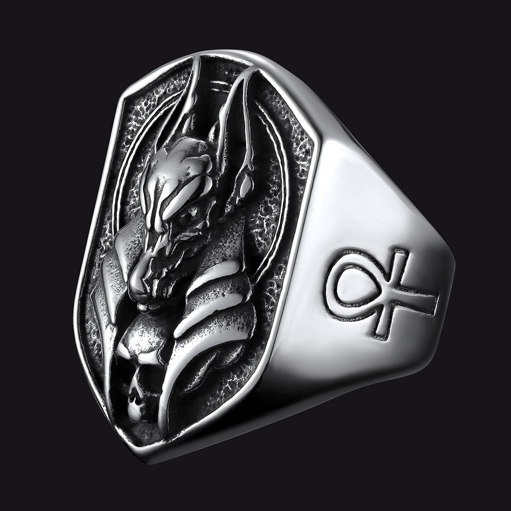 Altägyptischen Anubis Siegelring Ankh Kreuz Männer