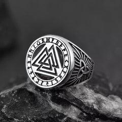 Viking Rune Valknut Signet Ring Celtic Knot