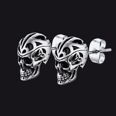 Gothic Keltischer Knoten Totenkopf Ohrstecker für Männer