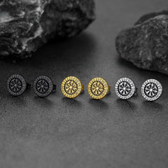 Nordischer Wikinger-Kompass Vegvisir Ohrstecker für Männer