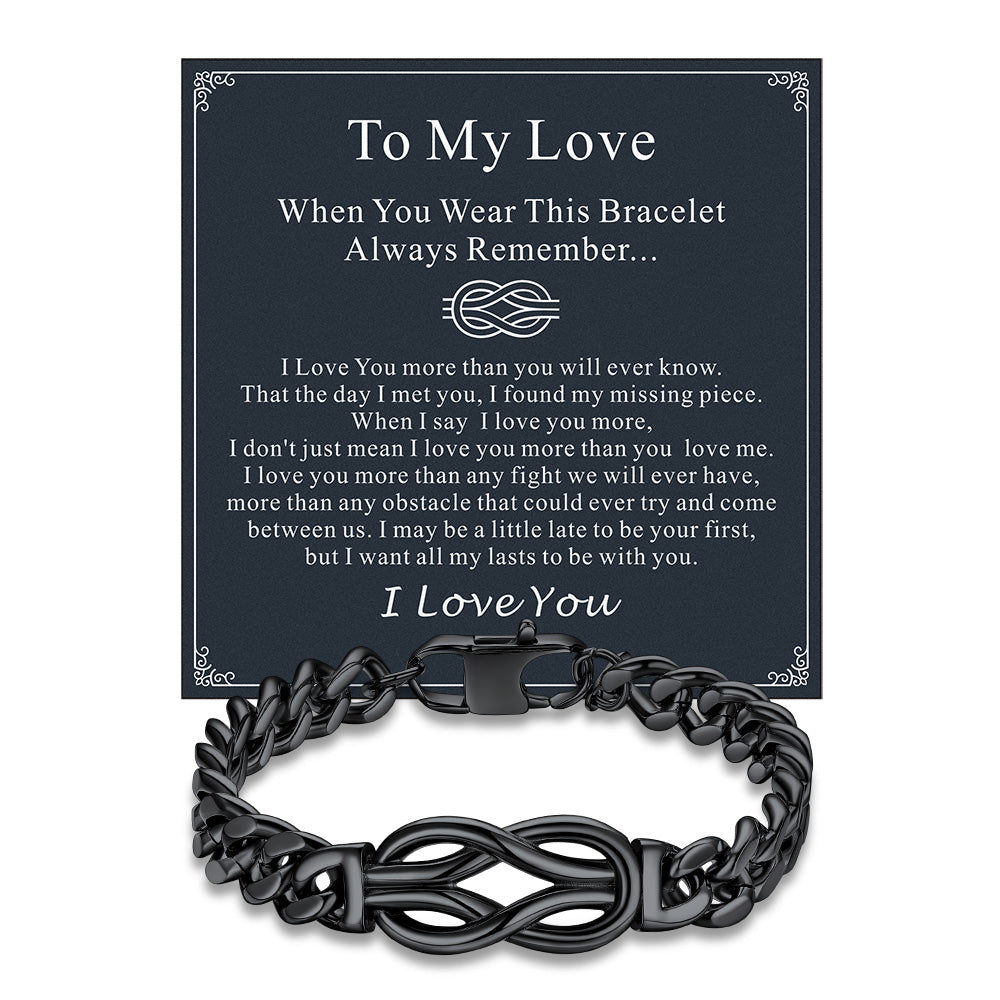 To My Love Infinity Love Knot Cuban Chain Paararmband