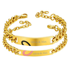Personalisiertes Herz-Paar-Gliederarmband für die Freundin