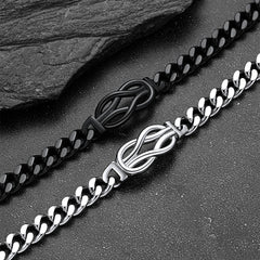 Pulseira de corrente cubana com nó de amor infinito
