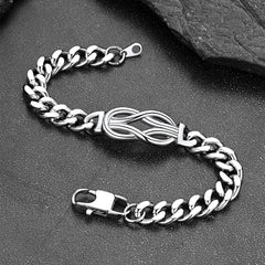 Pulseira de corrente cubana com nó de amor infinito