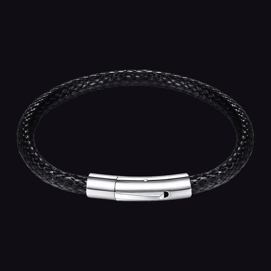 Geflochtenes Echtlederarmband mit Verschluss