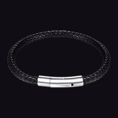 Geflochtenes Echtlederarmband mit Verschluss