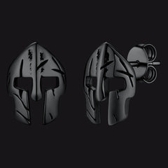 Spartan Helmet Mask Stud Earrings for Men